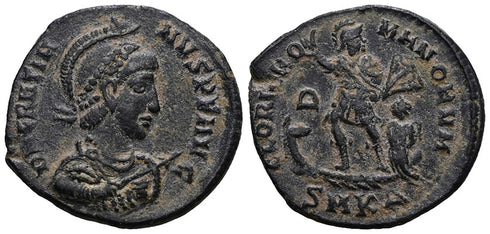 Ancient Roman coin of the Emperor Gratian minted in Cyzicus